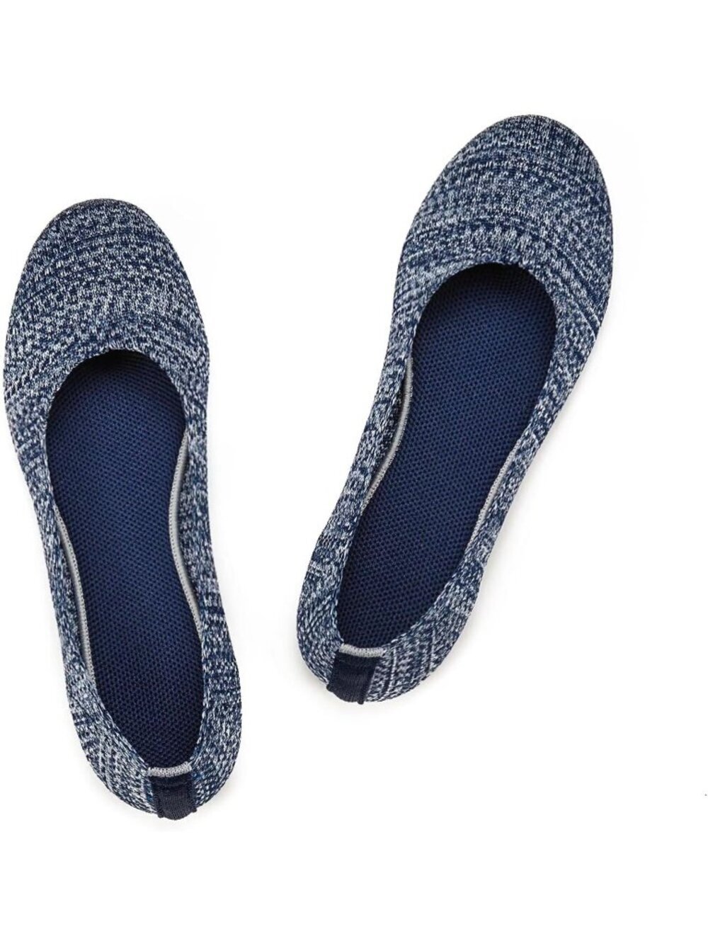 Women's Blue Print Ballet Flat Low Wedge Comfort Soft Round Toe Slip Shoes